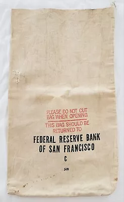 Vintage Money Bag From The Federal Reserve Bank Of San Francisco • $8.50