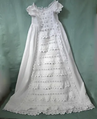 £25 • Buy An Antique Victorian Christening Robe With Waterfall Apron Front