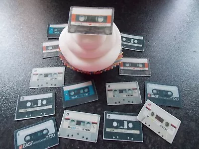 18 PRECUT Cassette Tapes 80's Retro Edible Wafer/rice Paper Cake/cupcake Toppers • £2.75