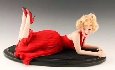 Franklin Mint Porcelain Marilyn Monroe In Red Dress On Stand- Vintage New W/ Box • $99.99