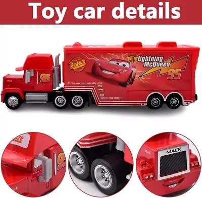 Disney PIXAR Cars No.95 Lightning McQueen Mack Hauler Trailers Truck Diecast Toy • £8.99