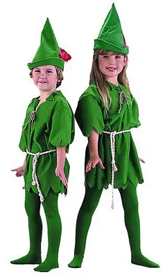 Kids Peter Pan Costume Christmas Elf Unisex Fancy Dress Boys Girls Book Week 6-8 • $59.66