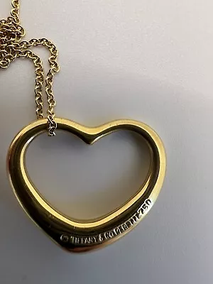 Tiffany & Co. 6.2 G 18k Gold Elsa Peretti Open Heart 22mm Necklace 16 In • $699