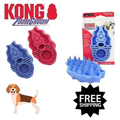 Kong Zoom Groom Soft Grooming Brush Combs & Rakes For Dogs Colour BluePink • £12.90