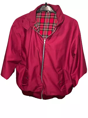 HARRINGTON BURGUNDY Mens Jacket SIZE UK L Tartan Lining Made In England W304 • £13.45