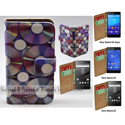 $13.98 • Buy For Sony Xperia Series - Compact Disc Theme Print Wallet Mobile Phone Case Cover