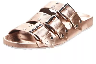 Women Rebecca Minkoff Tania Slide Sandals Leather Rose Gold MSRP $150 • $24.99