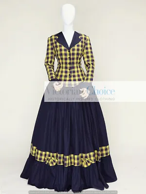 Victorian Dickens Caroler Tartan Dress Gown Theatrical Costume Pioneer Women 122 • $225