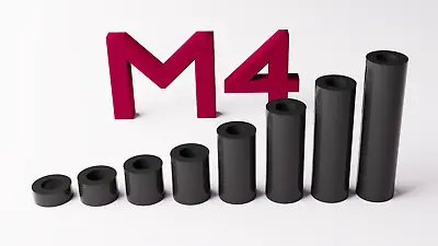 £3.40 • Buy M4 Black Plastic Spacers Standoff Washer Nylon 3mm To 30mm Choice Of Quantity.