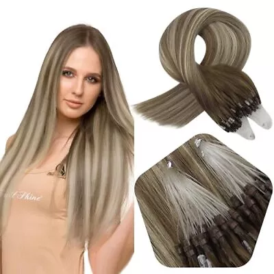  Balayage Micro Link Human Hair Extensions Color Brown 22 Inch 1-micro-#3/8/22 • $83.68