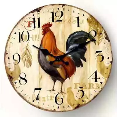 NIP Vintage Farmhouse Rooster Wall Clock Battery Operated- 12  • $15.99