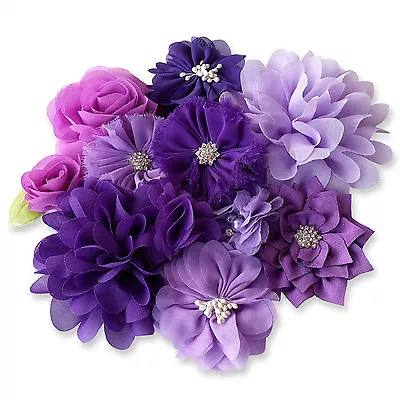 £1.50 • Buy PURPLE Fabric Flowers CRAFT Glue/Sew On Embellishment Appliques Garment Hair DIY