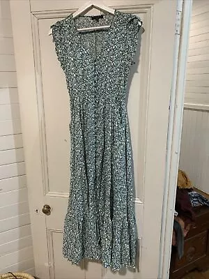 Size 10 Caroline Morgan Green And White Floral Maxi Dress • $40