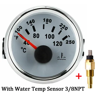 52mm Water Temp Gauge 40-120℃ With Sensor 3/8 NPT Set For Car Marine Boat Truck • $25.19