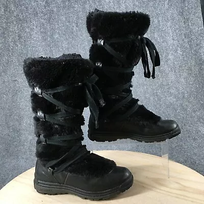 Merrell Boots Womens 8.5 Katia Waterproof Snow Black Lace Up Mid-Calf Comfort • $40.99