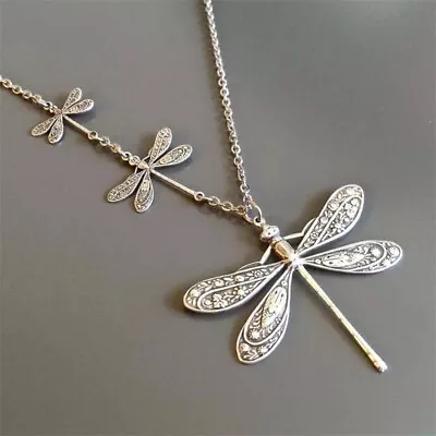 Fashion 925 Silver Dragonfly Necklace Pendant Women Party Wedding Jewelry Gifts • £4.10