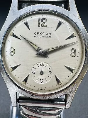 WORKING VINTAGE CROTON BUCCANEER MECHANICAL WINDING MENS WATCH Small Seconds T2 • $78.80