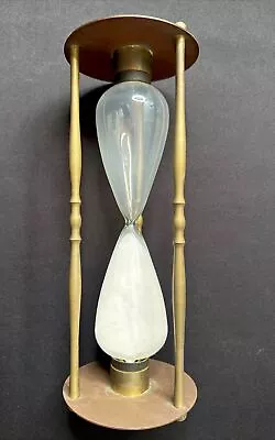 VTG Brass Hourglass White Sand Timer Large 10” Tall W/ 4” Base • $34.99