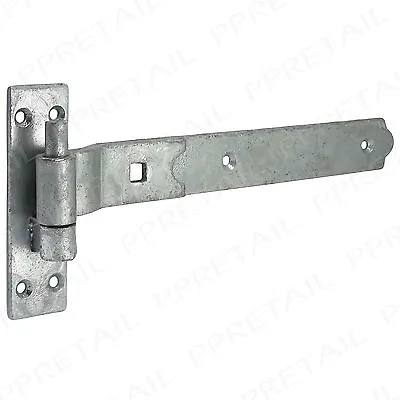 CRANKED HOOK & BAND HINGES 4x Heavy Duty 300mm 12  Galvanised Offset Gate Post • £17.56