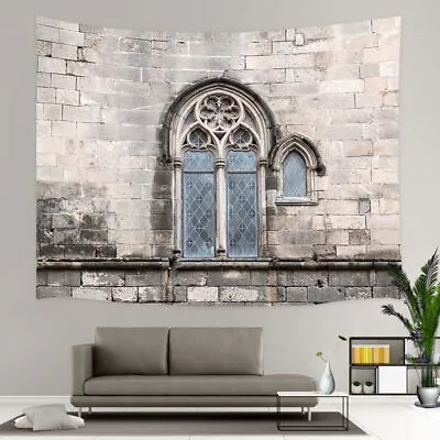 Vintage Tapestry Wall Hanging Large Medieval Gothic Window Fabric Room Decor • $13.36