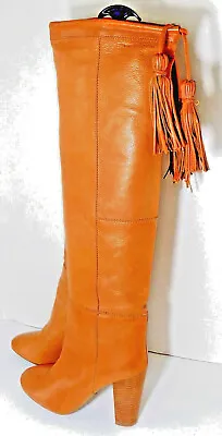 FORNARINA Golden Brown  Leather Over-the-Knee Boots W Drawstring/Tassels Top 7  • $149.99