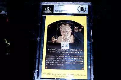 Bgs Babe Ruth Signed Cut 'fish  Handwritten Hof Plaque Yankees Nice Bas Beckett • $299