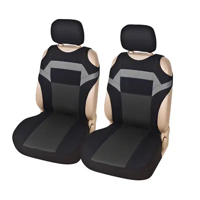 $27.80 • Buy Pair Front Car Seat Covers Set T-shirt Vest Styling  Black/Gray Polyester Fabric
