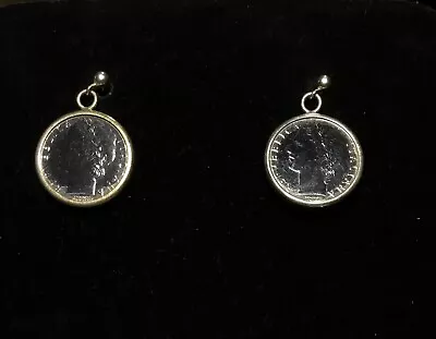 Vintage Sterling Silver Italian Coin Lira Repvbblica L-100 Earrings 9g Italy • $49.99