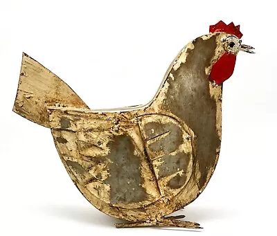 Rustic Metal Folkart Chicken Rooster Handmade Primitive Sculpture Figurine 9.5  • $20.98