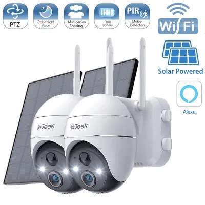 360° Wireless Security Camera PTZ WiFi IP Solar Powered Energy CCTV Home Outdoor • £9.99