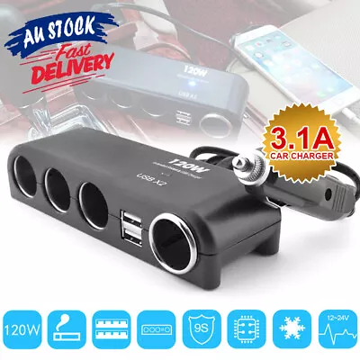 4 Way Adapter 24V Multi Socket 12V Car Cigarette Lighter Splitter USB Charger • $15.45