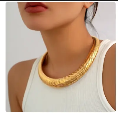 Boho Chunky Gold Or Silver Collar Statement Choker Necklace Layering Piece UK  • £8.95