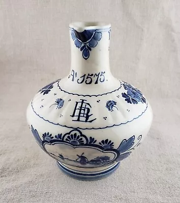 Royal Delft De Porceleyne Fles Blue Flowers Pottery Jug Pitcher 1910 Bergen • $129.95