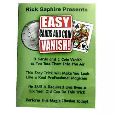 Easy Cards & Coin Vanish Playing Card Or Coin Vanish In An Instant Easy To Do • £25.97