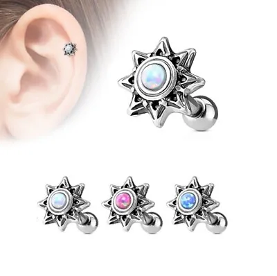 £5.25 • Buy Cartilage Earring - Crystal Helix Top Upper Ear Ring Barbell - Gem Tragus Stud