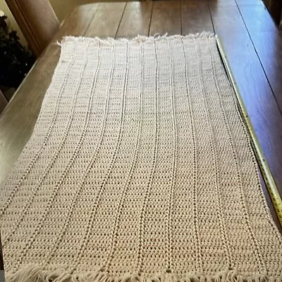 Crochet Off White Afgan throw blanket Handmade • $19.99