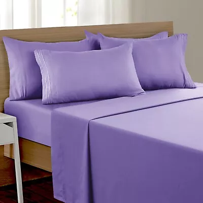 6 Pcs Bed Sheet Set Soft Deep Pocket Microfiber Hotel Collection Bedding Sheets • $23.03