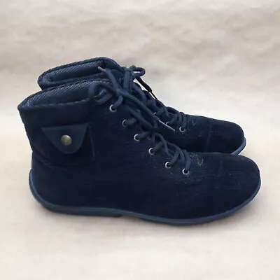 Vintage Y2K Women's Andrea Black Corduroy Ankle Boots Size 7.5 (Fit Like 6.5-7) • $35