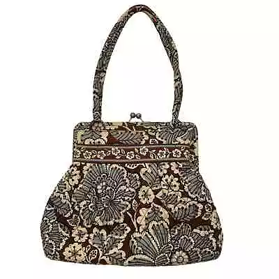 Vintage Vera Bradley Slate Blooms Handbag Retired Brown Floral Shoulder Bag • $30