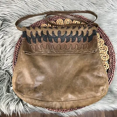 VTG 80s Beltrami Soft Leather Brown Flap Bucket Purse Handbag Made In Italy • $23.96