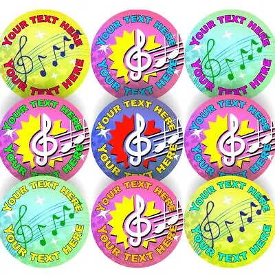 144 Personalised Music Award 30mm Reward Stickers For School Teachers Parents • £4.98