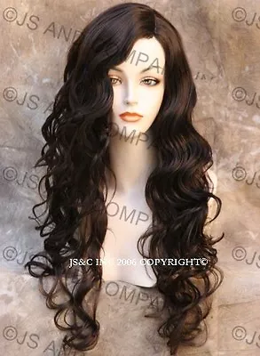 EXTRA LONG Curly Dark Brown Side Skin Top WIG Hairpiece NWT JSOB 4 • $63.96