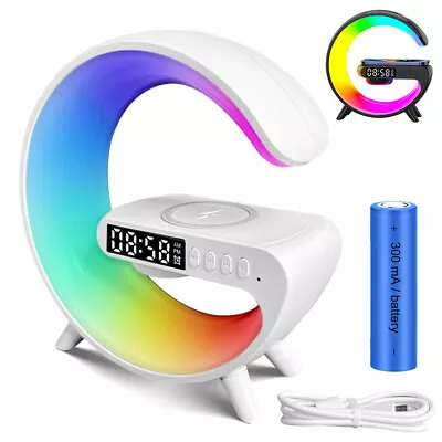 Smart G Lamp - Bluetooth Speaker Wireless Charger RGB Alarm Clock Night Light-AU • $17.88