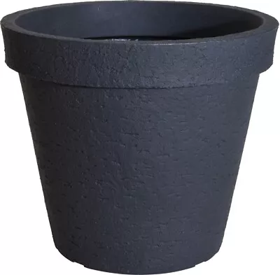 Anthracite Stone Large Plant Pot Outdoor Garden Tall Round Plastic Tree Planter • £20.99