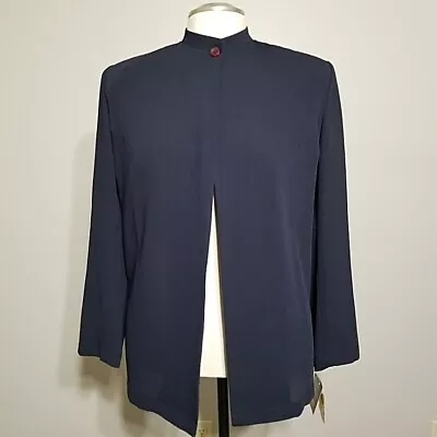 NWT Elisabeth Liz Claiborne Blue Cardigan Jacket Size 1 Women's One Button Nehru • $35.89