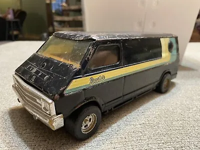 Vintage ERTL Black W/ Stripes 1970s Dodge STREET VAN Bubble Window Metal Toy USA • $25