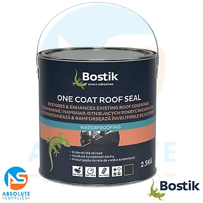 £20 • Buy Bostik One Coat Roof & Gutter Sealant, 2.5L - Black Stop Leaks, Seal Cracks