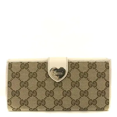 GUCCI Heart GG Logo Canvas Leather Long Bifold Wallet/2X0046 • $72
