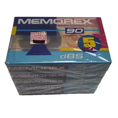 Memorex DBS 90 Normal Position 90 Minute Blank Audio Cassette 5 Pack Sealed • $9.98