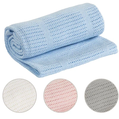 £4.99 • Buy 100% Cotton Cellular Blanket For Baby Soft Blanket For Cot Pram Moses Basket 